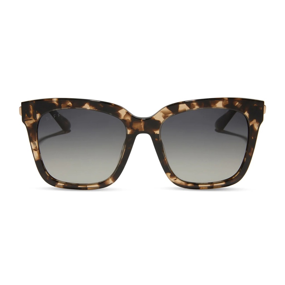 DIFF Bella Oversized Espresso Tortoise Grey Gradient Polarized Sunglasses